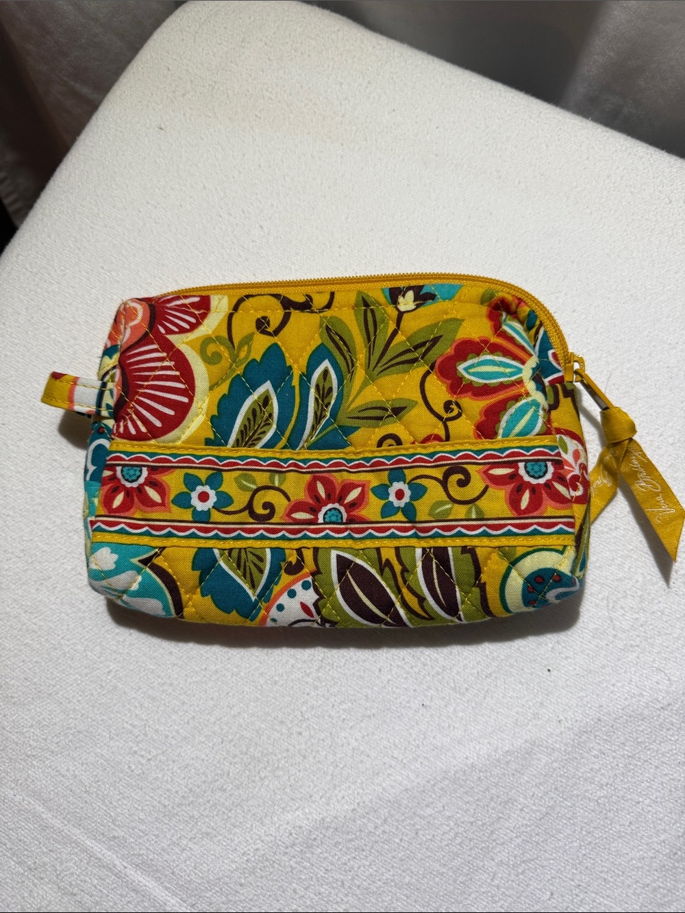 Vera Bradley Quilted Floral Yellow Cosmetic Pouch